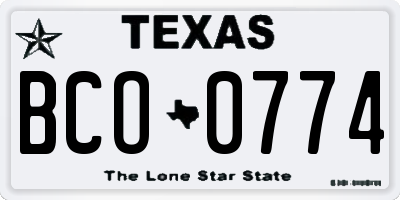 TX license plate BCO0774