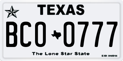 TX license plate BCO0777