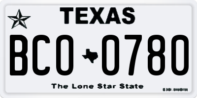 TX license plate BCO0780