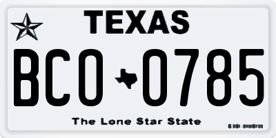 TX license plate BCO0785