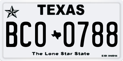 TX license plate BCO0788