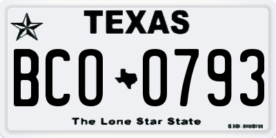 TX license plate BCO0793