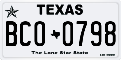 TX license plate BCO0798