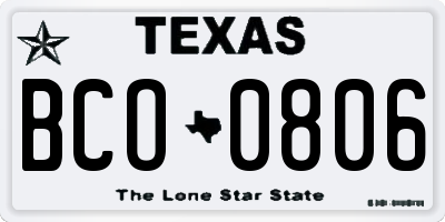 TX license plate BCO0806