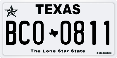 TX license plate BCO0811