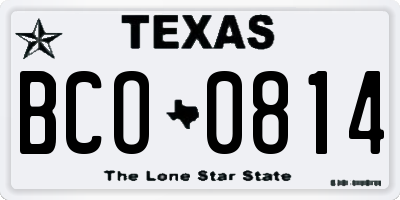 TX license plate BCO0814