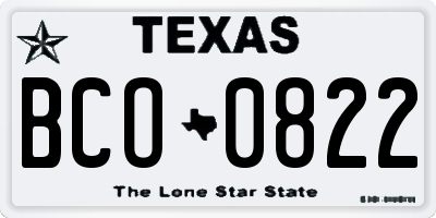 TX license plate BCO0822