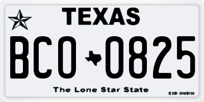 TX license plate BCO0825