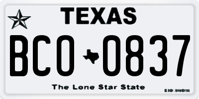 TX license plate BCO0837