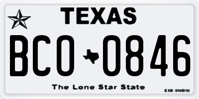 TX license plate BCO0846