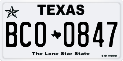 TX license plate BCO0847