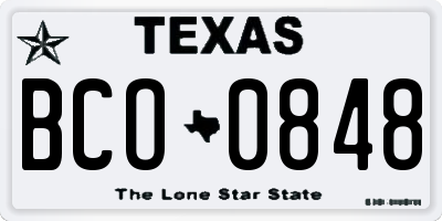 TX license plate BCO0848