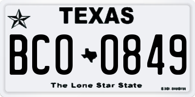 TX license plate BCO0849