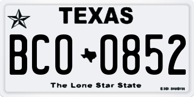 TX license plate BCO0852