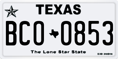 TX license plate BCO0853
