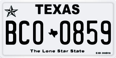 TX license plate BCO0859
