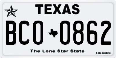 TX license plate BCO0862
