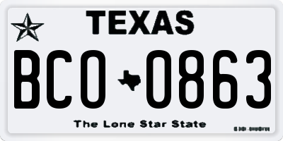 TX license plate BCO0863