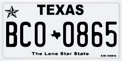 TX license plate BCO0865
