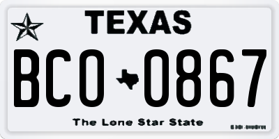 TX license plate BCO0867