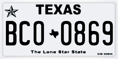 TX license plate BCO0869