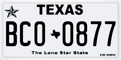 TX license plate BCO0877
