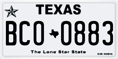 TX license plate BCO0883