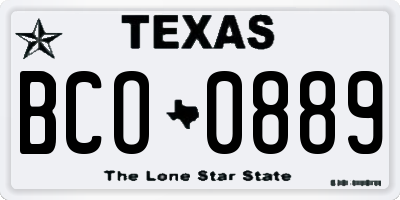 TX license plate BCO0889