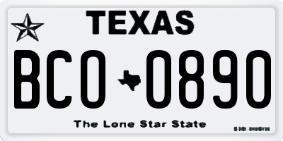 TX license plate BCO0890