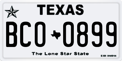 TX license plate BCO0899