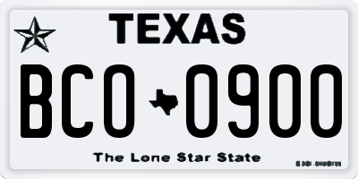 TX license plate BCO0900
