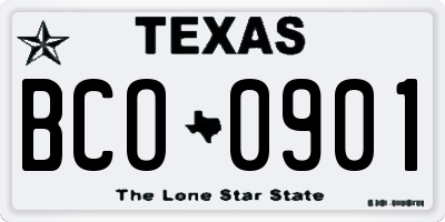 TX license plate BCO0901