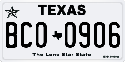 TX license plate BCO0906