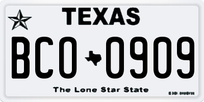 TX license plate BCO0909
