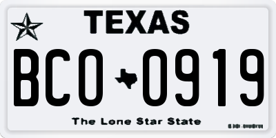 TX license plate BCO0919