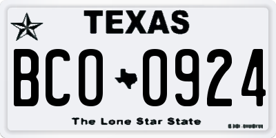 TX license plate BCO0924