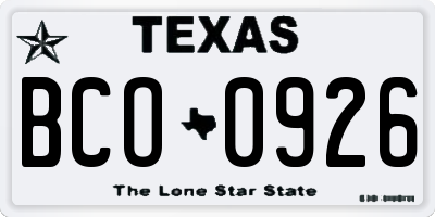 TX license plate BCO0926
