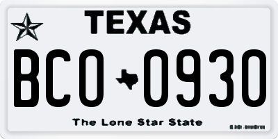 TX license plate BCO0930