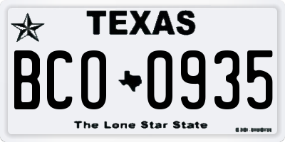 TX license plate BCO0935