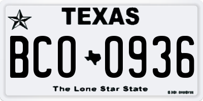 TX license plate BCO0936