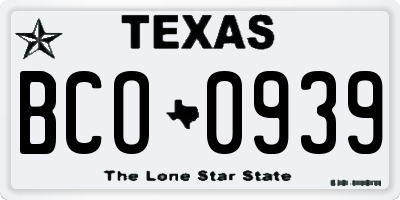 TX license plate BCO0939