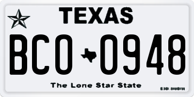 TX license plate BCO0948