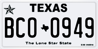 TX license plate BCO0949