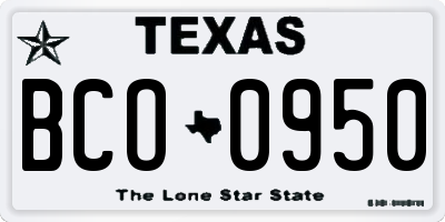 TX license plate BCO0950