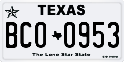 TX license plate BCO0953
