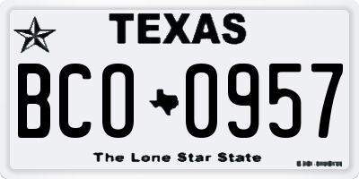 TX license plate BCO0957