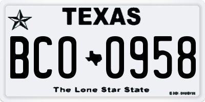 TX license plate BCO0958