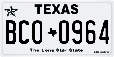 TX license plate BCO0964