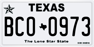 TX license plate BCO0973