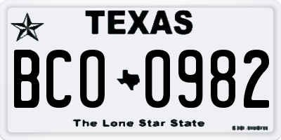 TX license plate BCO0982